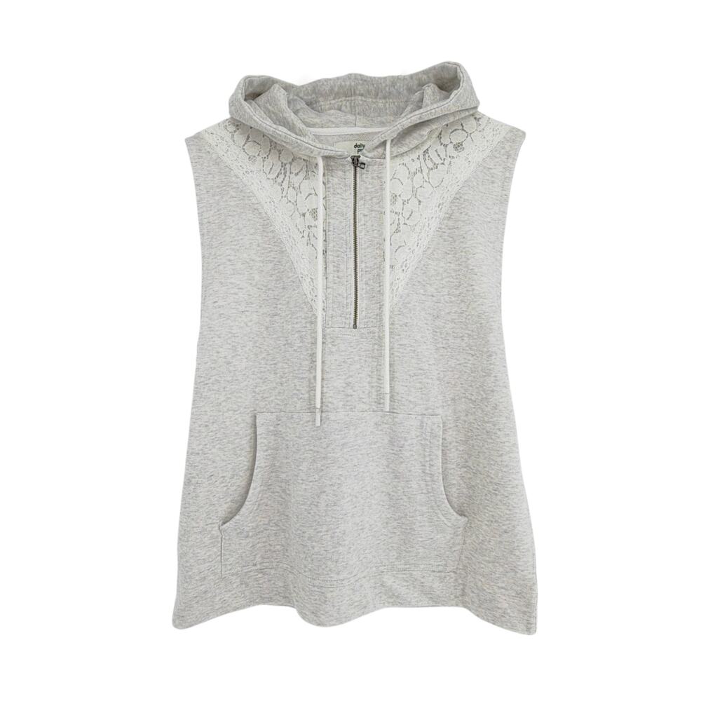 ANTHROPOLOGIE Daily Practice Sleeveless Lace Detail Hoodie S